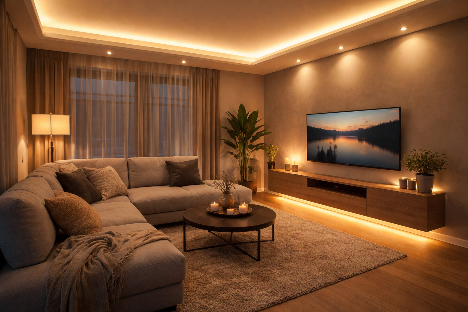 Itseliimautuva LED-nauha helppoon asennukseen ja täydelliseen valoviivaan modernissa sisustusvalaistuksessa.