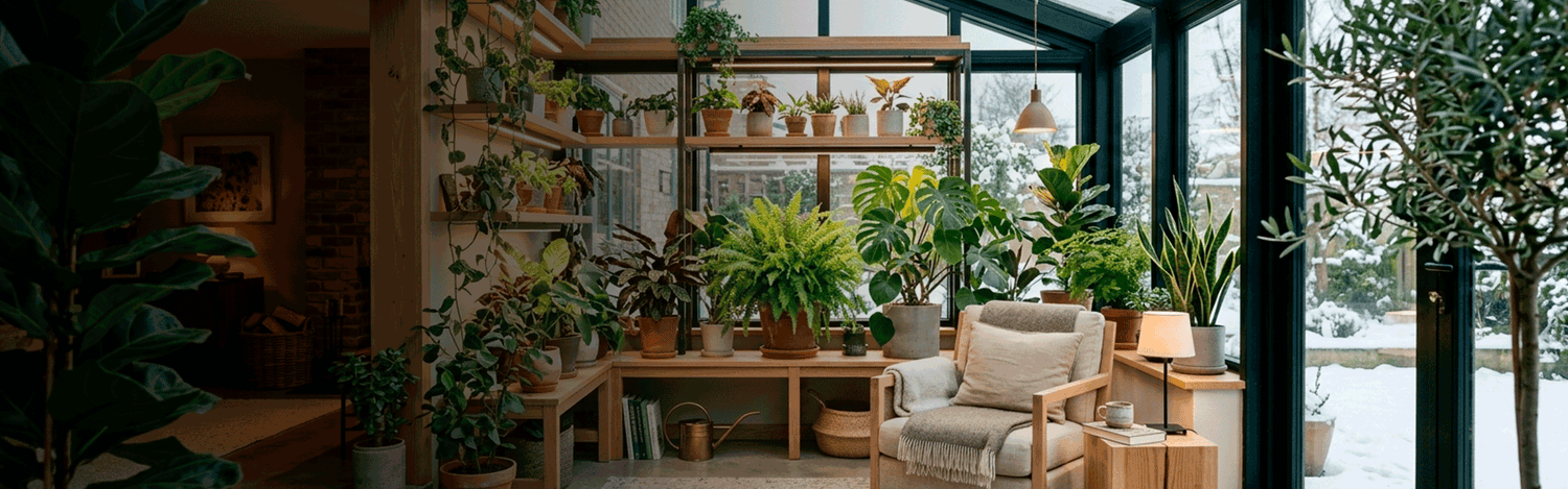 Kasvivalot, LED kasvivalo sisälle, valkoinen lamppu seinällä hoitamassa kasveja.