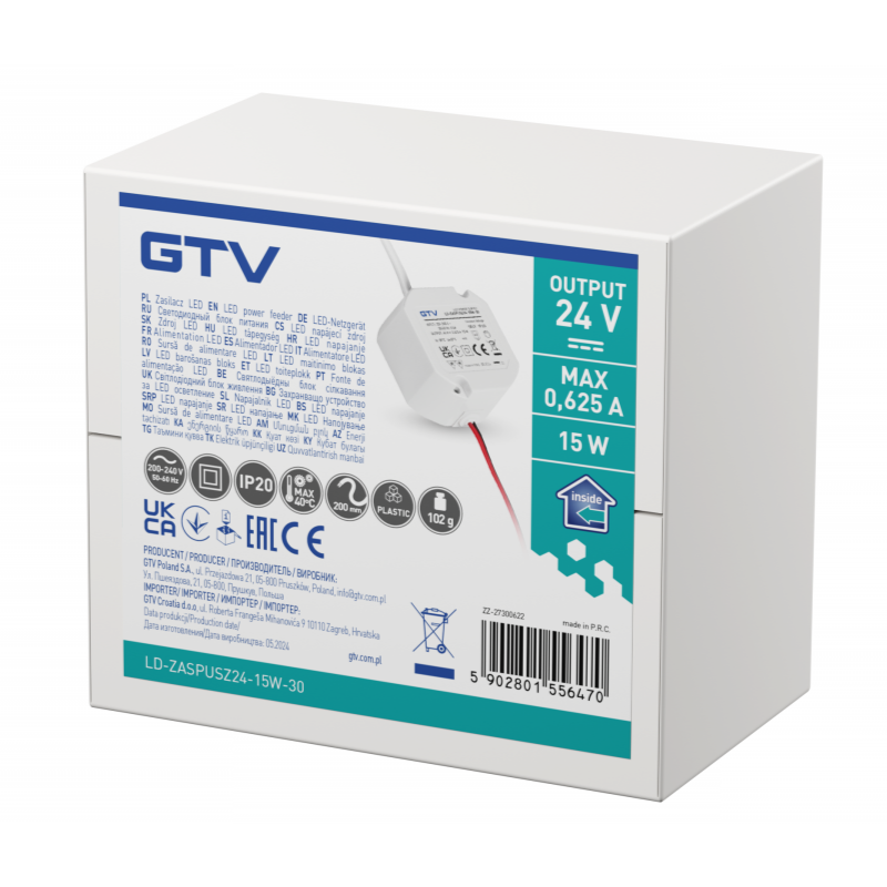 15W 24V LED-transformator för takkopp/taklåda