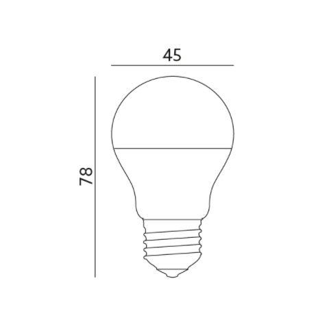 7W E27 bulb dimensions