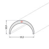 Diffuusori D, 2m kaareva kansi LED-profiiliin mitat 19,2mm x 10,9mm
