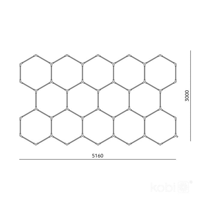 LED HEXLINE 300x516cm hexagon-taklampa