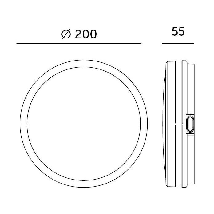 LED-lampa NAIROS G2 SVART 12W 3000/4000/6500K Ø200mm 1140lm IP65