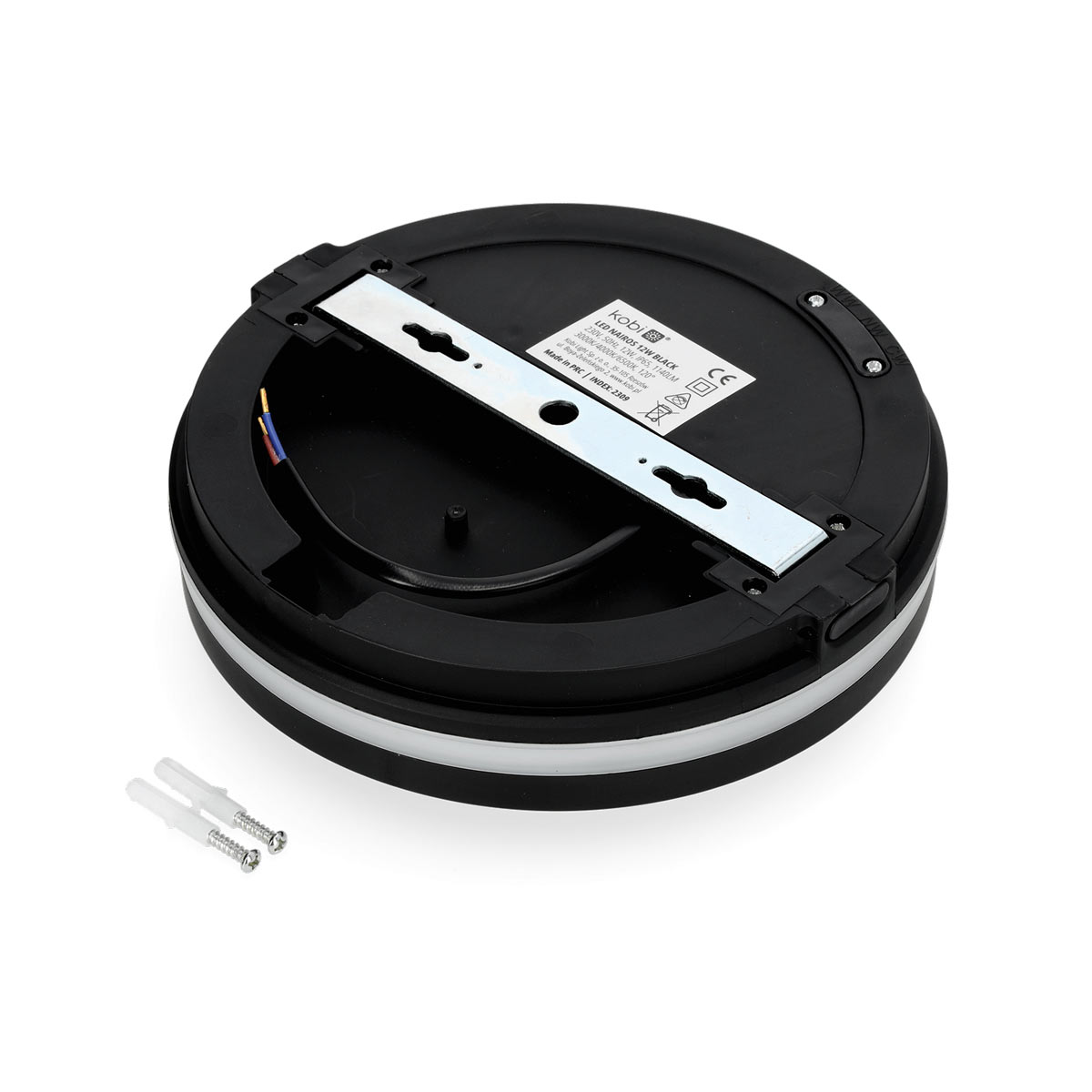 LED-lampa NAIROS SVART 12W 3000/4000/6500K Ø200mm 1140lm IP65