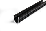 Uppoasennettava LED-profiili 2m, alumiinilista led-nauhalle mustana, 23,4mm x 19mm.