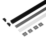 URA14.V2 LED-profiilisetti musta, 2m, sisältää mustat ja valkoiset profiilit sekä diffuuserit.
