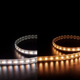 CCT värilämpötilasäädettävä LED-nauha 24V, joka näyttää erilaisia ​​valovärejä 2700K-6500K.