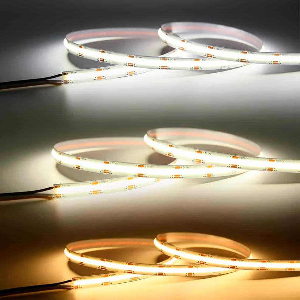 15W/m 24V CCT 2700-6500K COB LED-valonauha 10m, pisteetön, CRI>90+, IP20