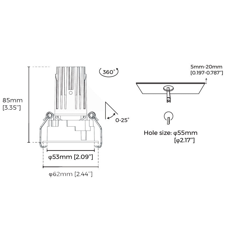 8W GENIE LED-downlight vit/mattsvart 400lm 36°, CRI90 IP20