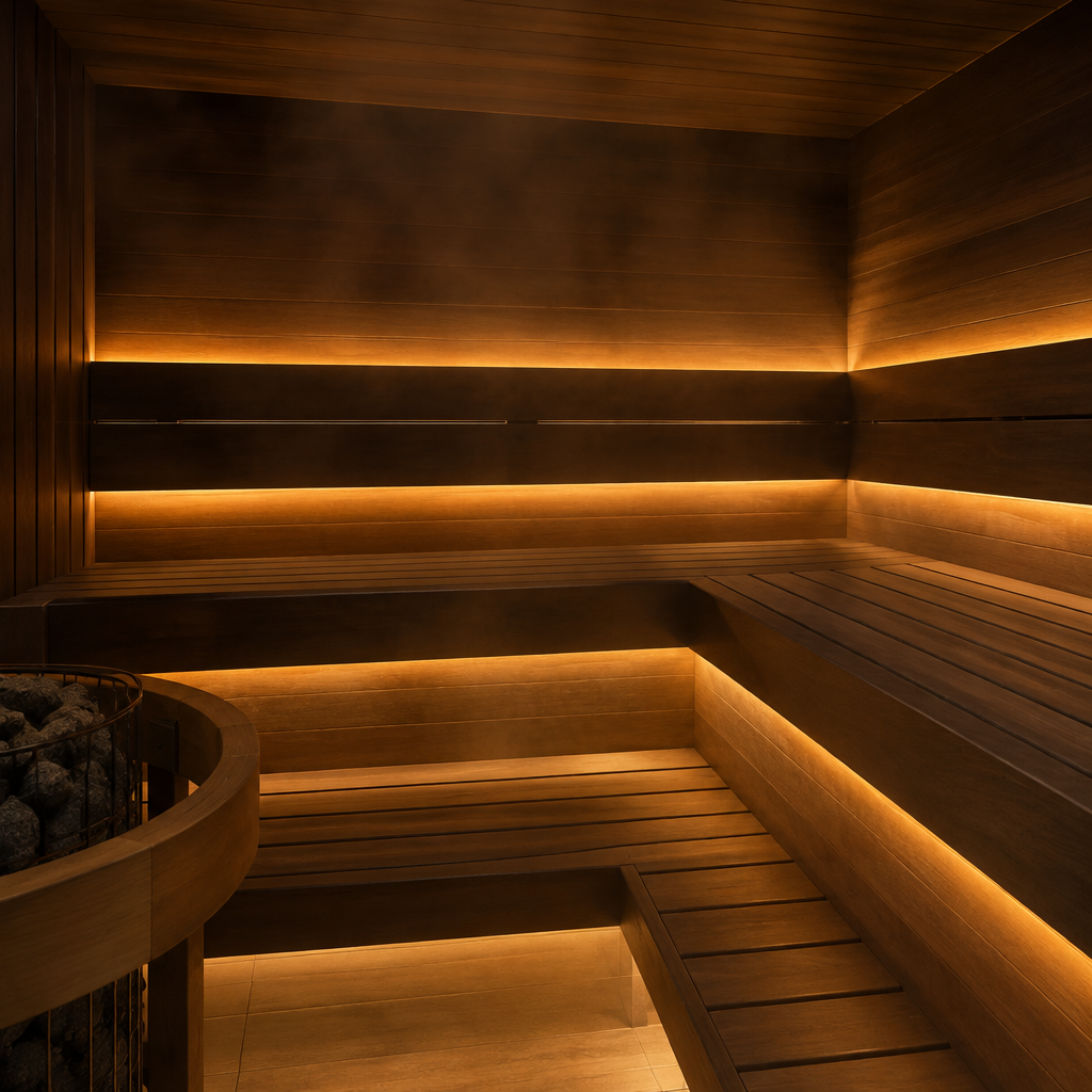 Sauna bench lighting package 2700K - atmospheric LED lighting in sauna, warm 2700K light without LED dots