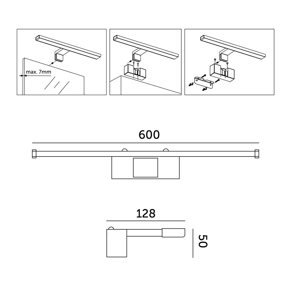 LED-spegellampa svart 4000K LUMIREFLECT IP44