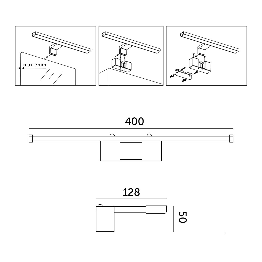LED-spegellampa svart 4000K LUMIREFLECT IP44
