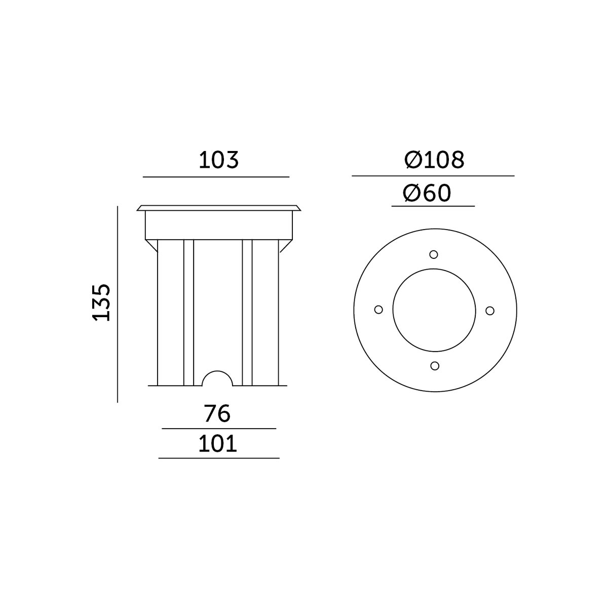 Mark- och terrasslampa INGRESS rund IP67