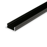SUORA12 pinta-asennettava LED-profiili 2m, musta alumiini, mitat 14,4mm x 6,6mm
