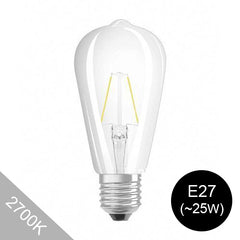 Osram E27 LED-lamppu 2700K, tyylikäs Filament-lamppu 2.5W, korvata 25W hehkulamppu, lämmin valonsävy.