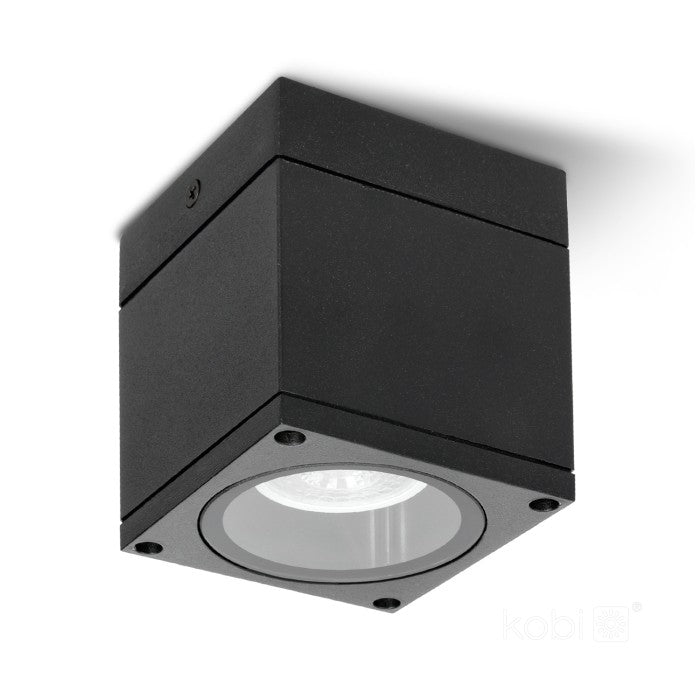 LED-ulkokattovalaisin QUERK 1 pinta-asennettava neliö, musta IP54