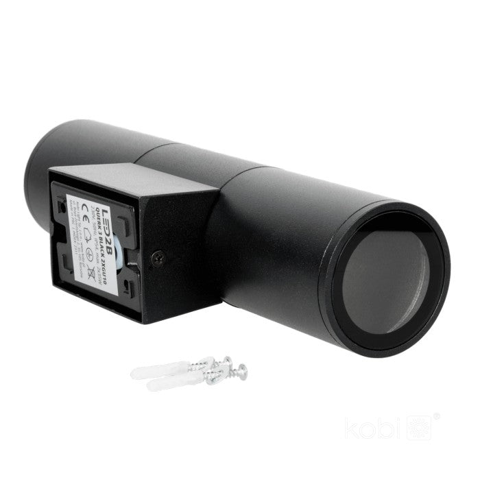LED-vägglampa QUERK 3 upp/ner, svart IP54