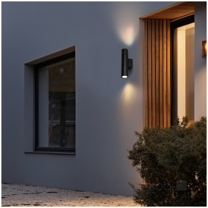 LED-vägglampa QUERK 3 upp/ner, svart IP54