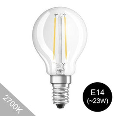 Osram E14 LED-lamppu 2,5W 2700K, lämmintä valoa, energiansäästö, tyylikäs muotoilu pöytävalaisimiin.