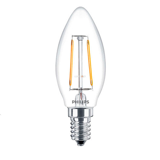 2,3W 2700K E14 LED-lamppu Philips DECO 250lm Filament kynttilänmuotoisessa lampussa.