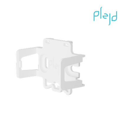 Plejd MNT-01 asennuspidike, valkoinen kiinnike Plejd-laitteille, asennus DIN-kiskoon tai seinälle.
