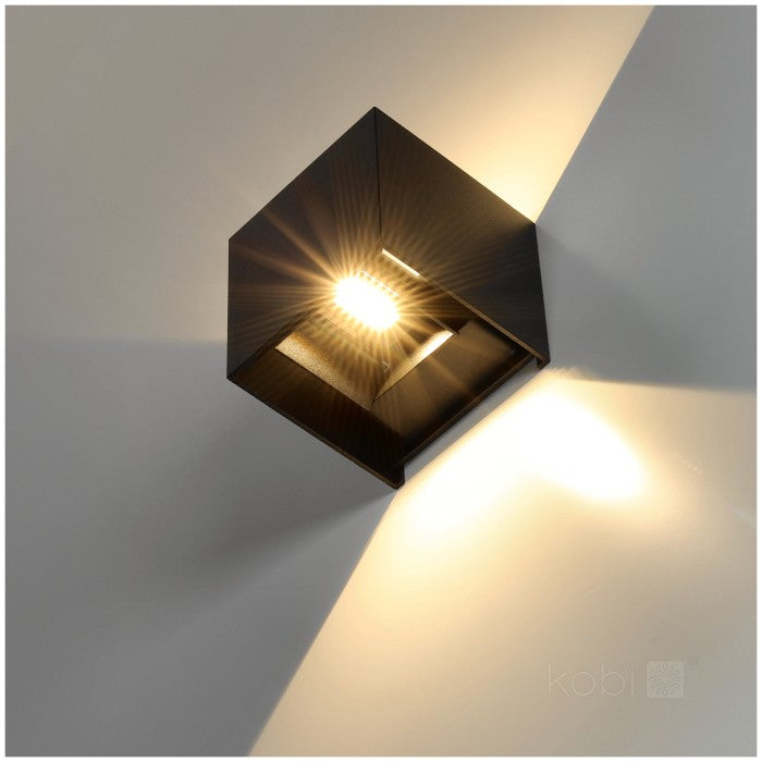 QUERK 2x3W LED-vägglampa upp/ner 3000K, justerbar ljuskägla, IP54