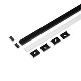 SUORA12 LED-profiilisetti musta, sisältää mustat ja valkoiset profiilit sekä kiinnikkeet, 2m LED-valaistusratkaisuun.