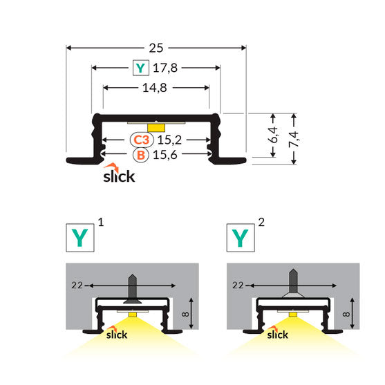 URA14.v2 LED-profil 2m